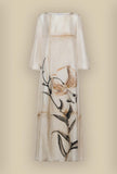 Abito Kaftan in pura seta Botanica Lilium firmato Pierre Louis Mascia