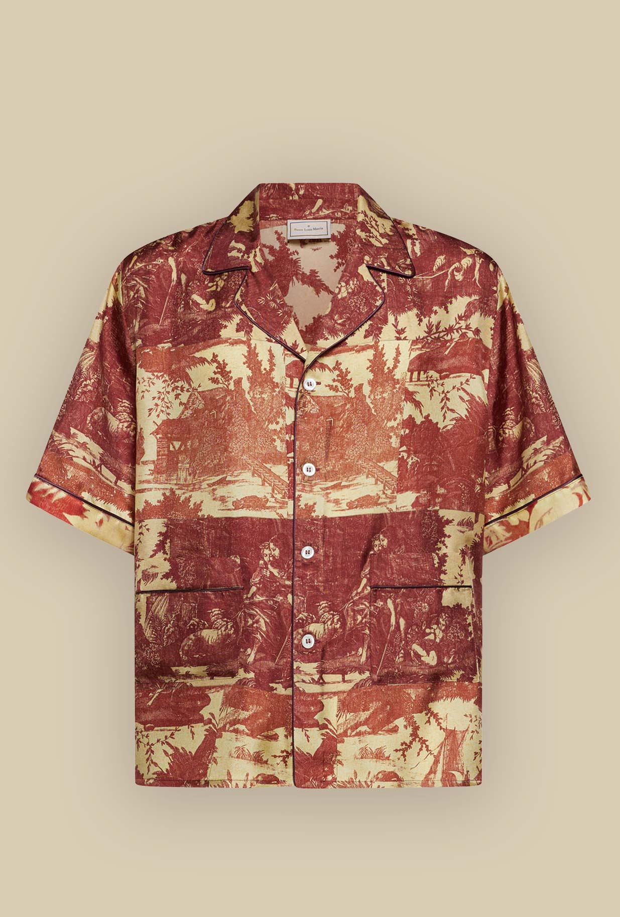  Camicia Bowling in seta Toile de Jouy Coral di Pierre Louis Mascia 