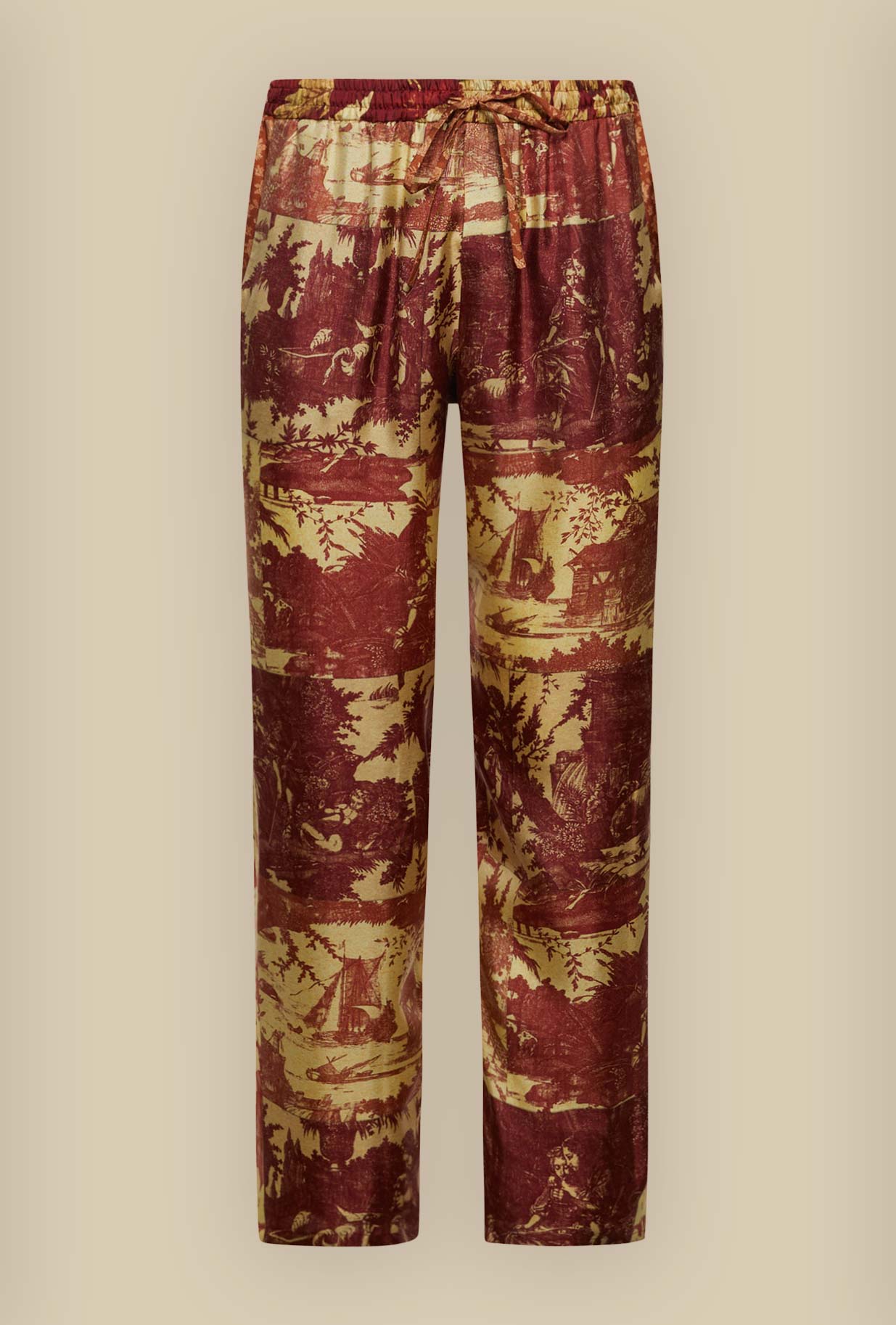 Pantalone in seta Toile de Jouy Coral di Pierre Louis Mascia