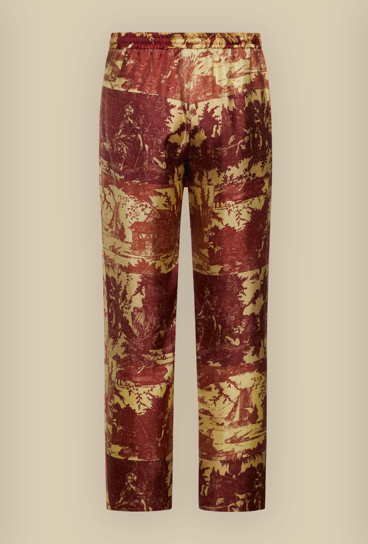 Pantalone in seta Toile de Jouy Coral di Pierre Louis Mascia