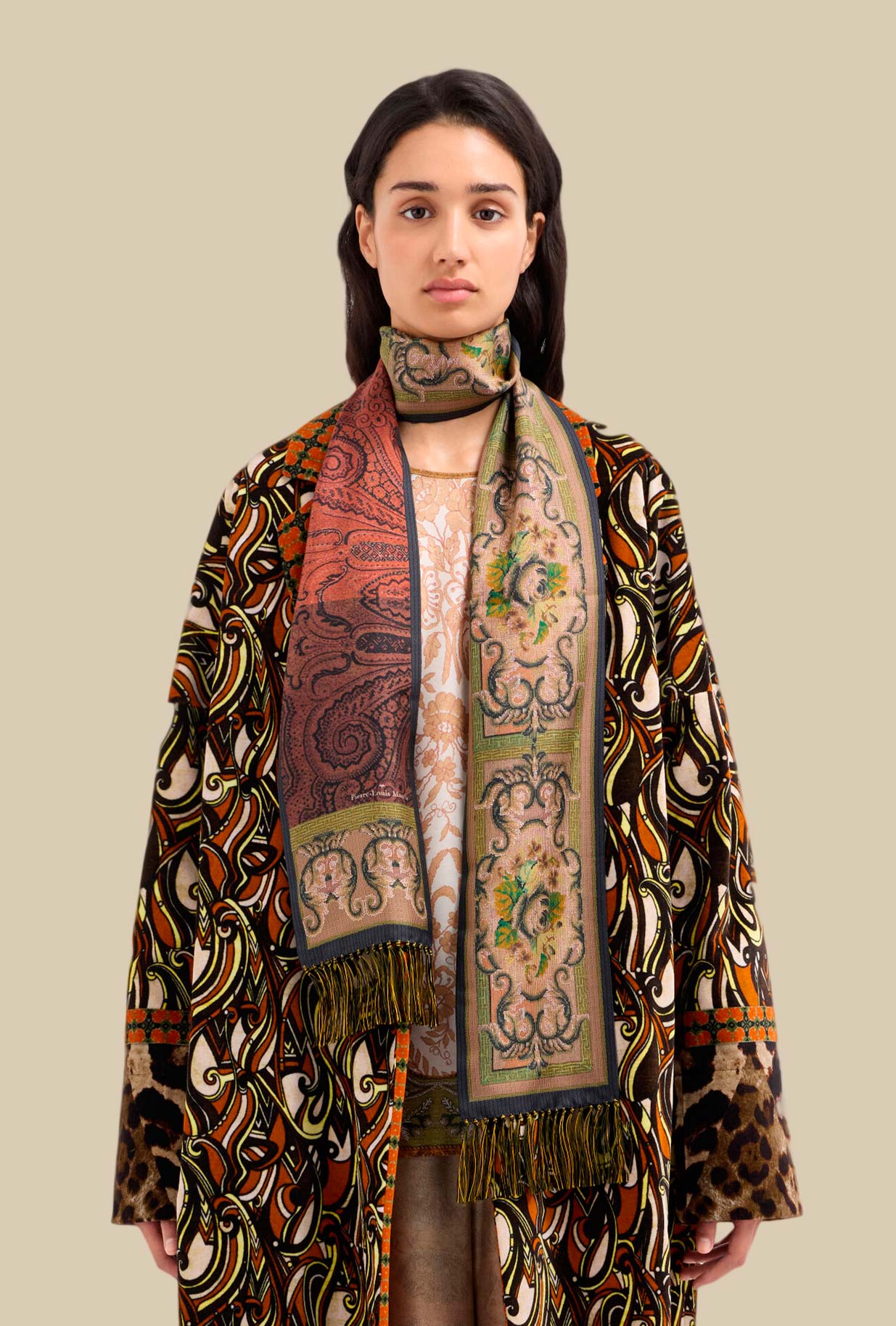 Nuova Sciarpa in seta Paisley Damier firmata Pierre-Louis Mascia