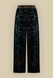 Pantalone Palazzo Velvet Floreal Nocturne Illusion