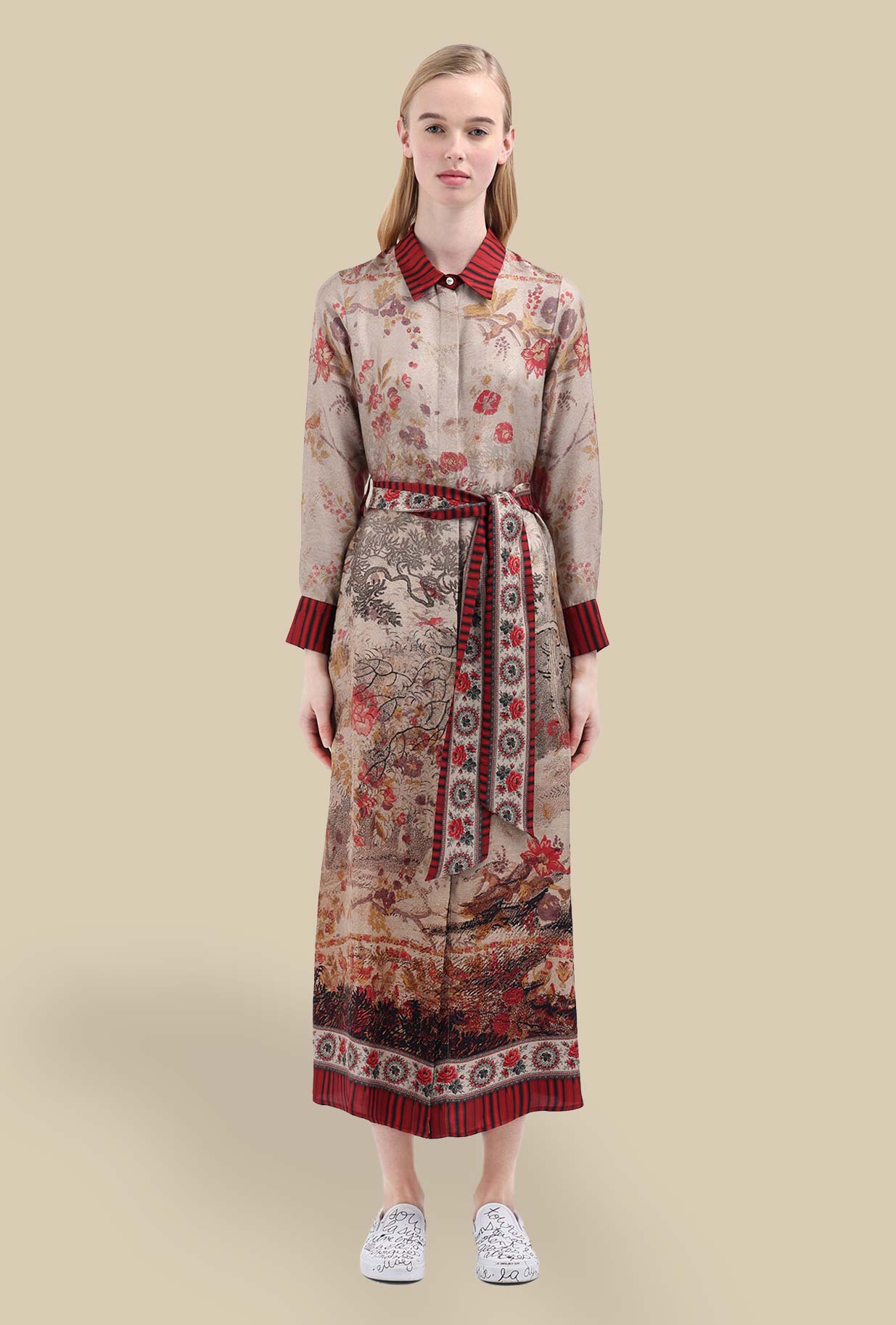 Pierre Louis Mascia Abito Chemisier Seta Passion Floral Brocade