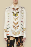 Camicia over in seta gots di pierre louis mascia per la stagione ss24 stampa little butterflies