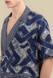 Pierre Louis Mascia Camicia Manica Corta Seta Squared Deco