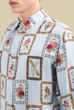Pierre Louis Mascia Camicia Over Seta GOTS Big Flora Azur