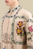 Pierre Louis Mascia Camicia Over Seta GOTS Big Flora Sable Floreale Italy