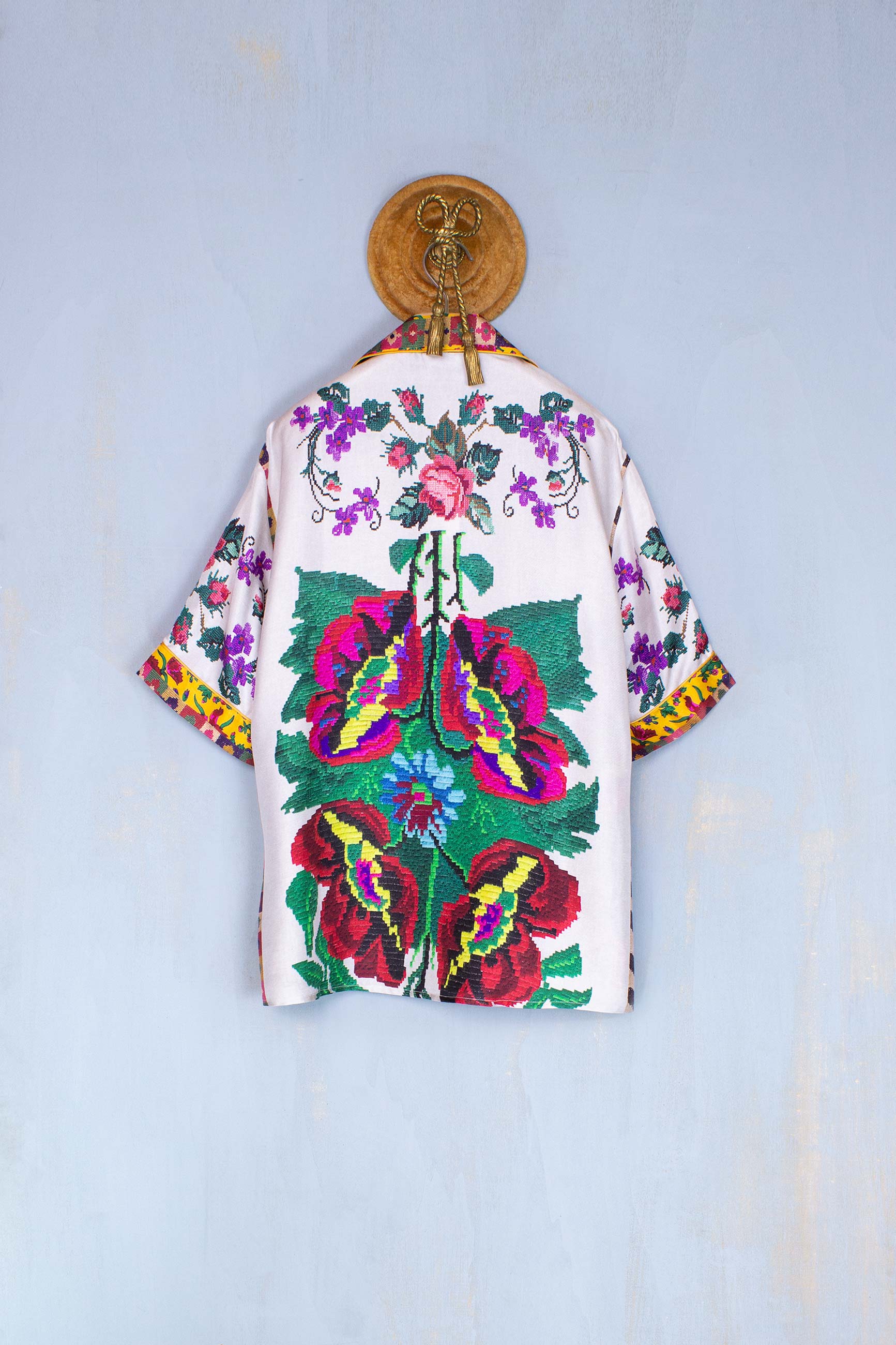 Pierre Louis Mascia Camicia Bowling in Seta Flower Blooming Galax Sarzana Boutique