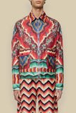 Giubbino in seta spalmata con zip stampa bohemia garden by pierre louis mascia stagione ss24
