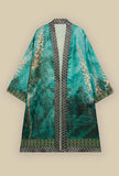 kimono di pierre louis mascia shiny nell'esclusiva stampa tropical orchid bloom