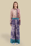 Pantalone Palazzo in Seta Toile de Jouy