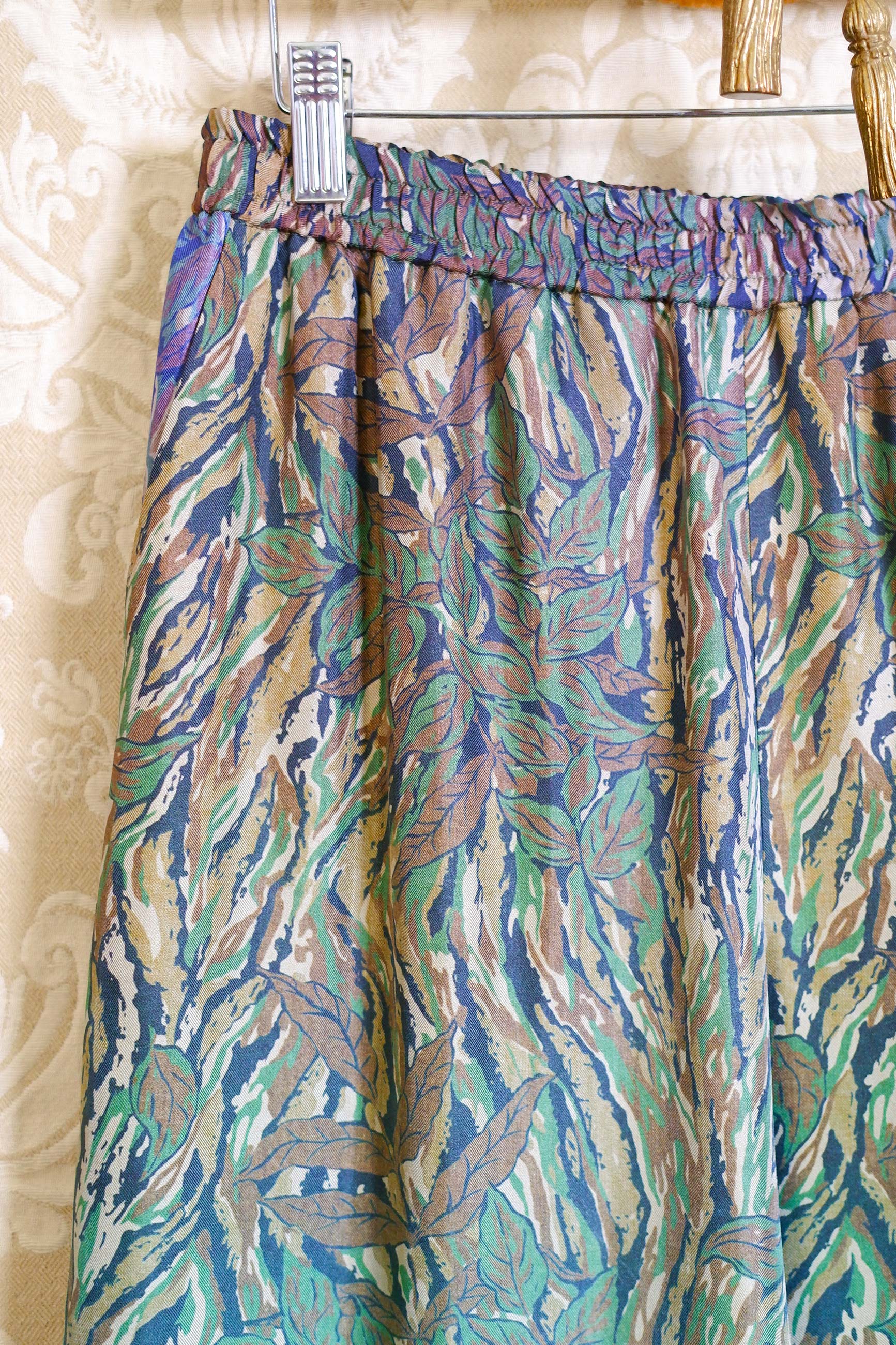 Pantalone a palazzo in seta stampa malachite dream by pierre louis mascia stagione ss24
