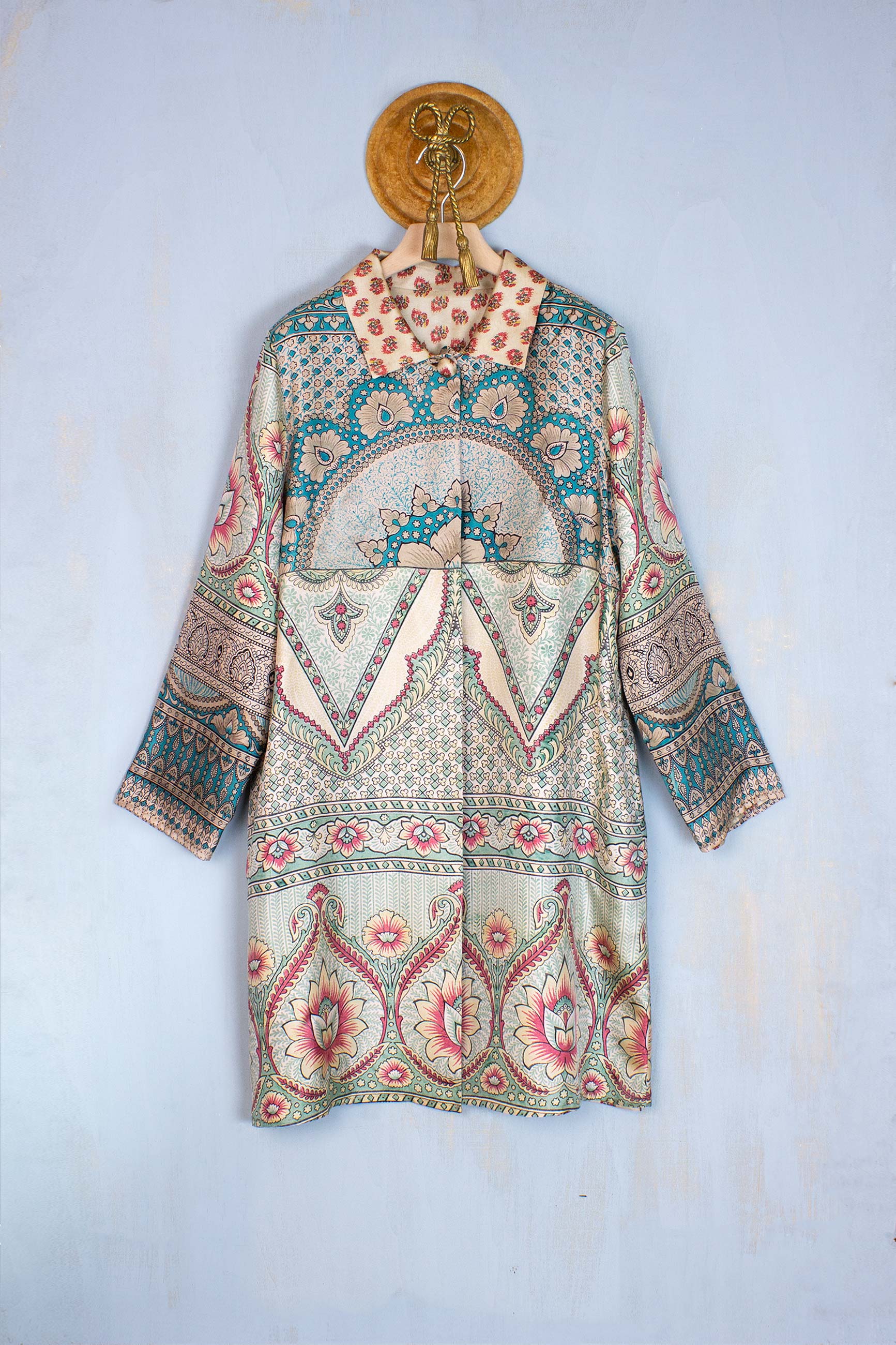 Pierre Louis Mascia Spolverino in seta reversibile Stampa Boho Paisley