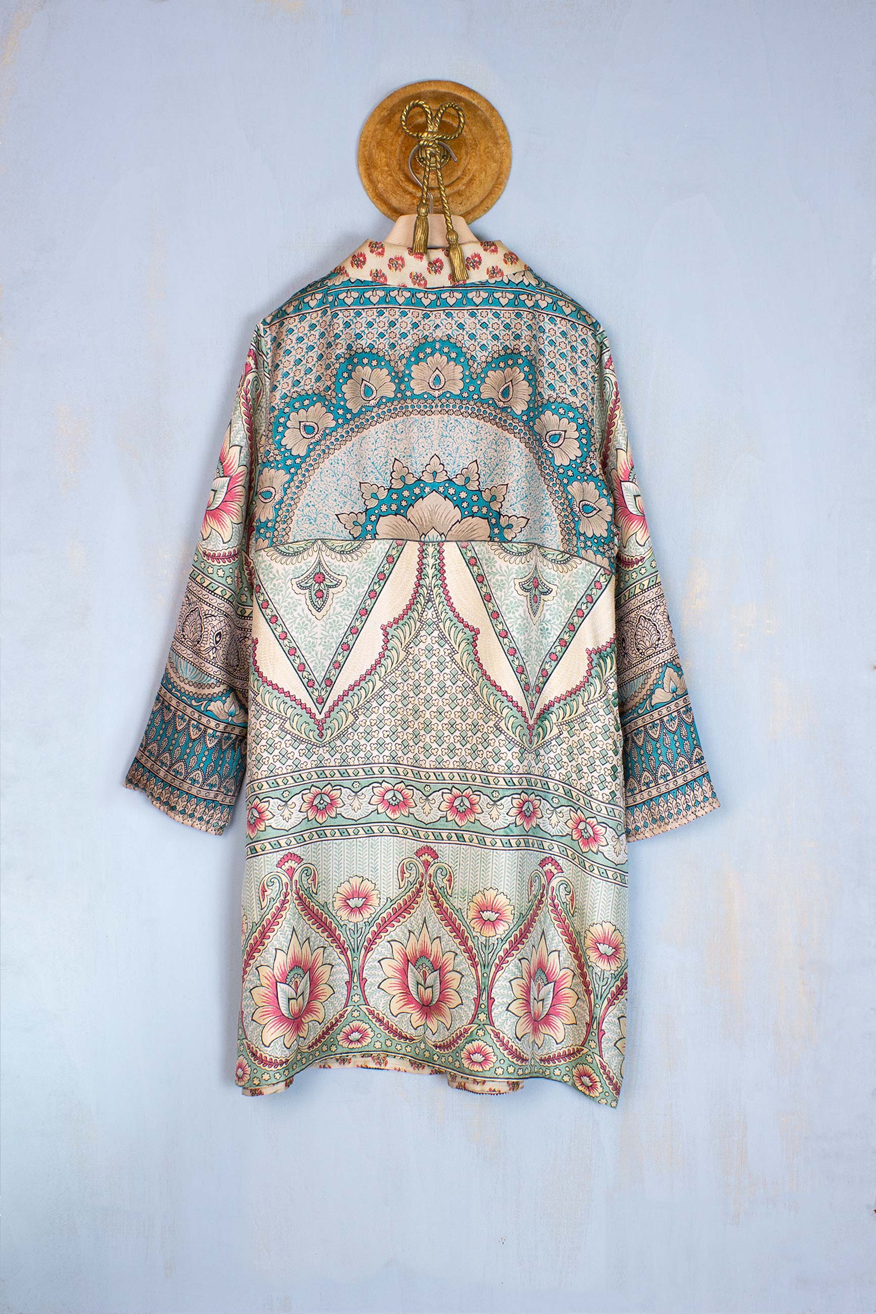 Pierre Louis Mascia Spolverino in seta reversibile Stampa Boho Paisley