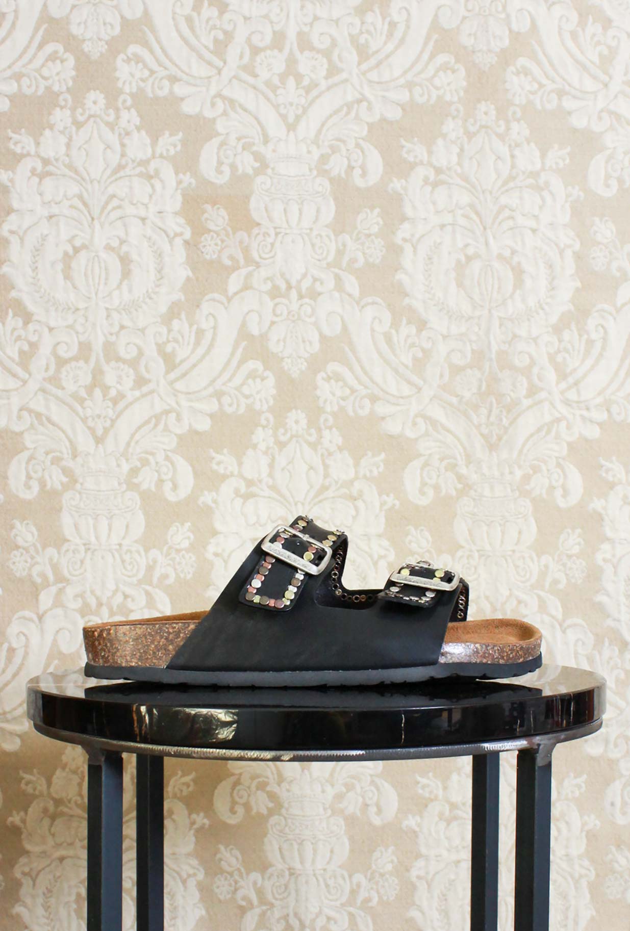 Sandalo Uomo modello birkenstock taormina black studs pelle di post & co