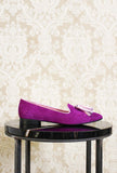 Ballerina Chloe della maison prosperine in suede con cappina color ecletic wild berry