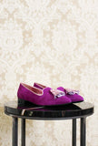 Ballerina Chloe della maison prosperine in suede con cappina color ecletic wild berry