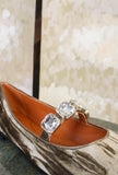Ballerine Jewels di Prosperine velluto di seta tonalità Gold Khaki da Donna