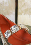 Ballerine Jewels di Prosperine velluto di seta tonalità Gold Khaki da Donna