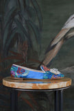 Mocassino gioiello di prosperine realizzato con tessuto kimono geisha e gioiello