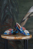 Mocassino gioiello di prosperine realizzato con tessuto kimono geisha e gioiello