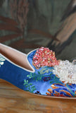 Mocassino gioiello di prosperine realizzato con tessuto kimono geisha e gioiello