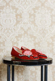 Mocassino gioiello di Prosperine in glitter stardust red flowers donna ss24