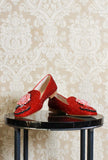 Mocassino gioiello di Prosperine in glitter stardust red flowers donna ss24