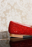 Mocassino gioiello di Prosperine in glitter stardust red flowers donna ss24