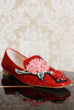 Mocassino gioiello di Prosperine in glitter stardust red flowers donna ss24