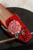 Mocassino gioiello di Prosperine in glitter stardust red flowers donna ss24