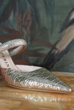 Tacco Pump mule di prosperine da donna per l'estate color platinum in pelle crackle