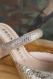 Tacco Pump mule di prosperine da donna per l'estate color platinum in pelle crackle