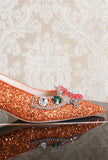 Slingback gioiello di Prosperine con glitter color tangerine ss24 donna