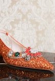 Slingback gioiello di Prosperine con glitter color tangerine ss24 donna