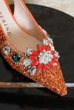 Slingback gioiello di Prosperine con glitter color tangerine ss24 donna