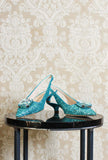 slingback gioiello da donn con glitter made by prosperine color turchese ss24 donna