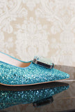 slingback gioiello da donn con glitter made by prosperine color turchese ss24 donna