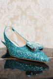slingback gioiello da donn con glitter made by prosperine color turchese ss24 donna