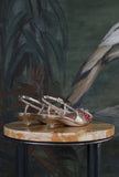 Slingback di prosperine in pelle crackle platinum e gioiello japan blooms da donna ss25