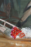 Slingback di prosperine in pelle crackle platinum e gioiello japan blooms da donna ss25