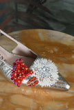 Slingback di prosperine in pelle crackle platinum e gioiello japan blooms da donna ss25