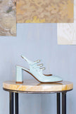Relac Shoes Donna Slingback Laccio Tacco Alto in Vernice Sky