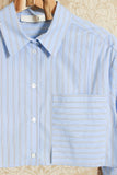 Camicia cropped di tela9 in cotone bastoncino sky ss24