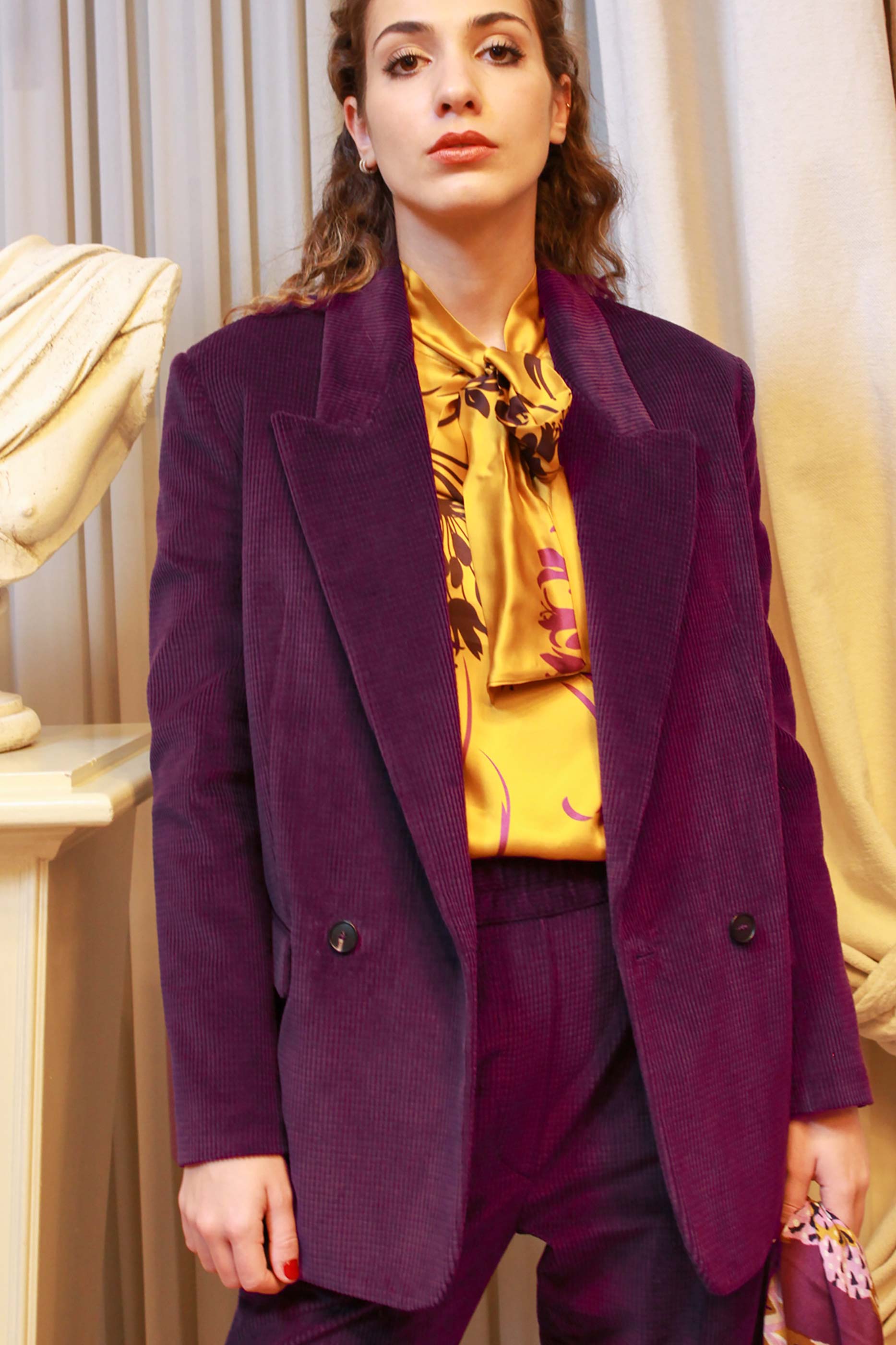 Giacca doppiopetto in corduroy della maison tela9 da donna stagione fw23