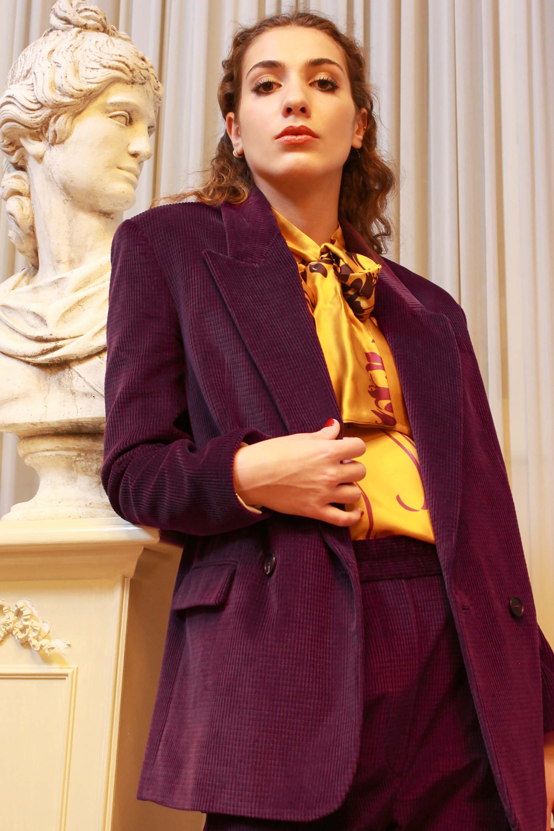 Giacca doppiopetto in corduroy della maison tela9 da donna stagione fw23