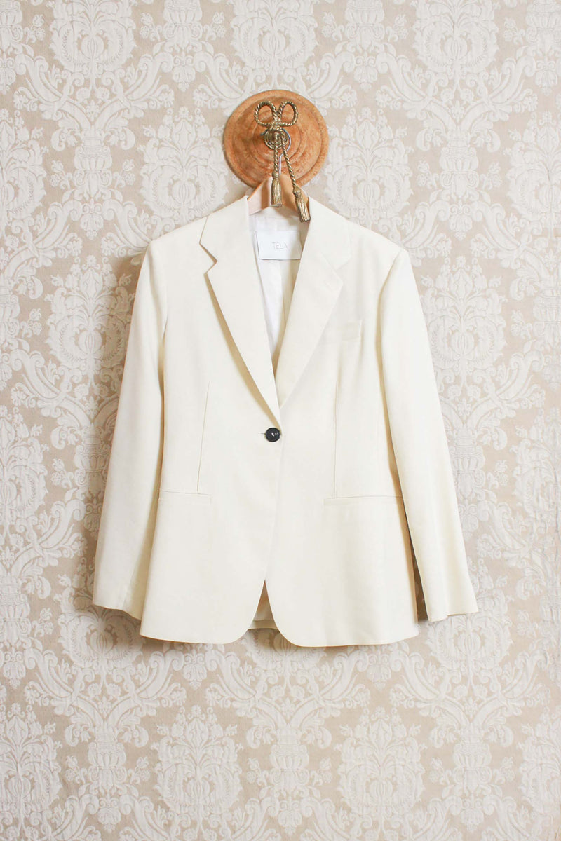 giacca monopetto abelia da donna della maison Tela9 in viscosa lino ss24