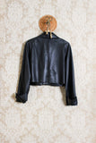 giubbino cropped in pelle nera della maison tela9 da donna ss24