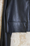 giubbino cropped in pelle nera della maison tela9 da donna ss24