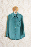 Camicia giacca in velluto di viscosa della maison Tela9 da donna color forest green
